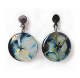 Aretes Resina con Flores herraje plateado